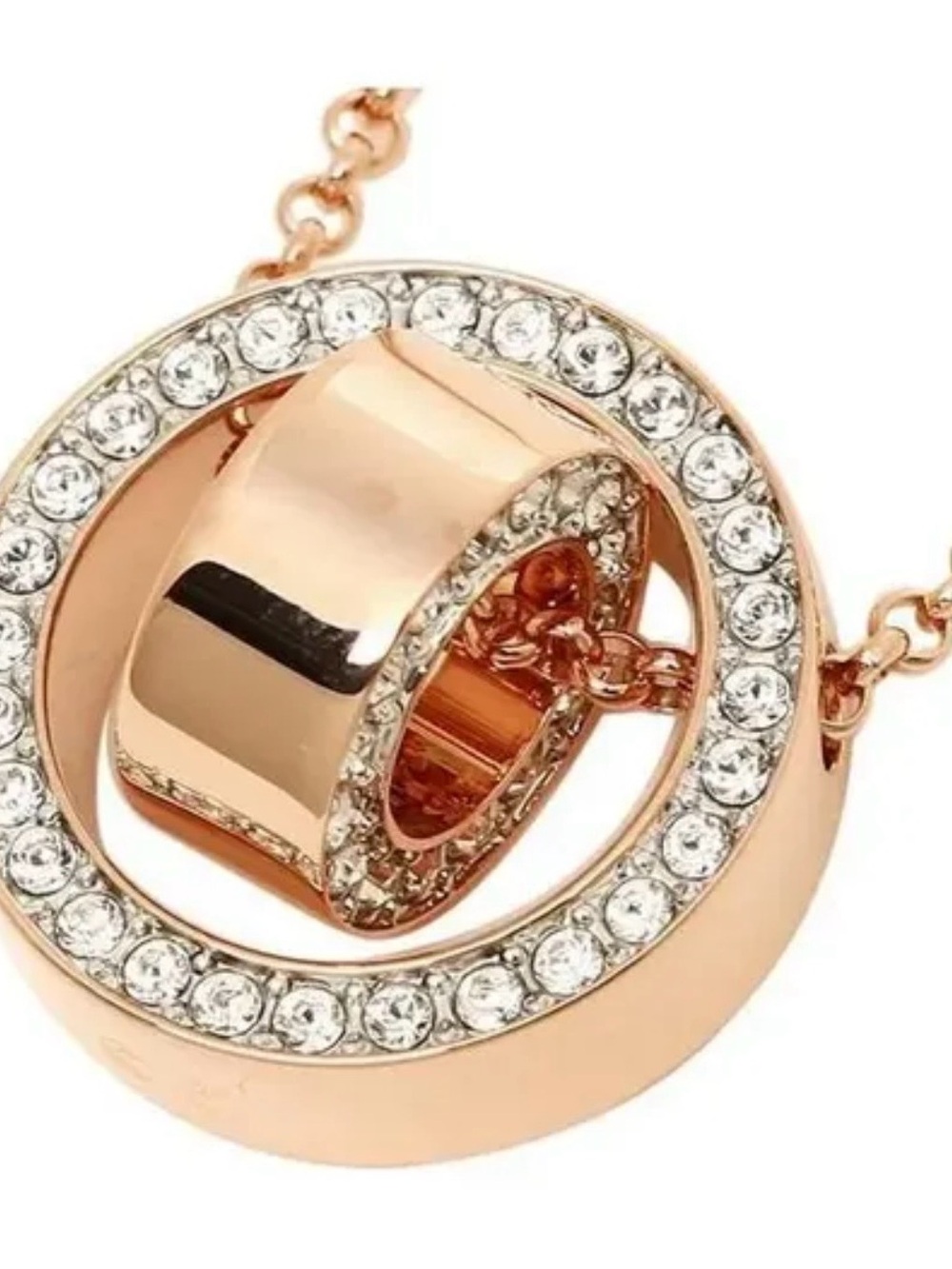 Swarovski Gold Crystal Circle Pendant Necklace - Women Jewelry 5289495